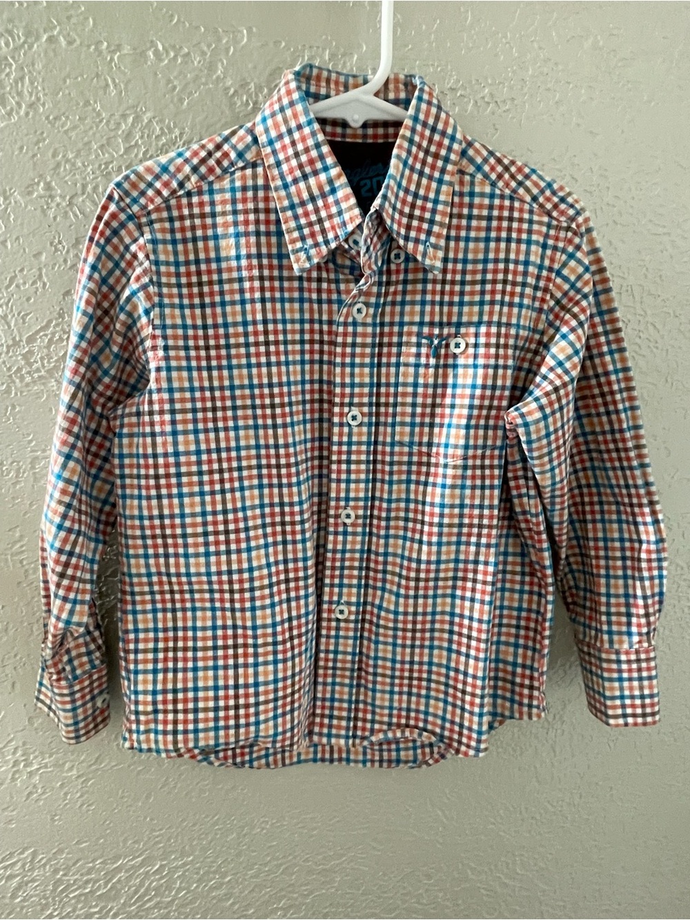 Wrangler Kids Plaid Button-Down Shirt‎ in Red, Blue & White